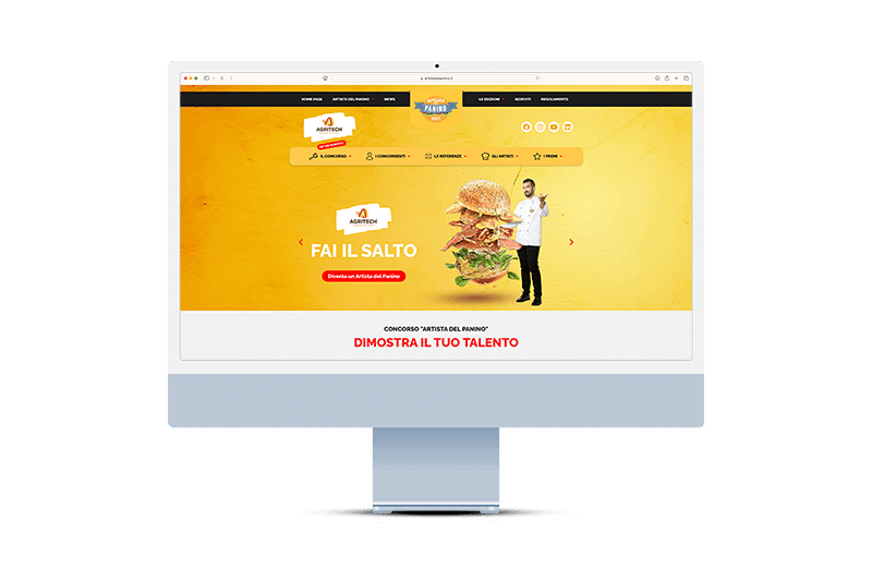 Simulazione del layout per il nuovo sito web Artista del Panino realizzato da Sinergica