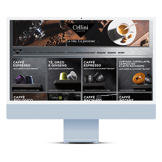 Simulazione dello store Amazon di Cellini Caffè ideato da Sinergica