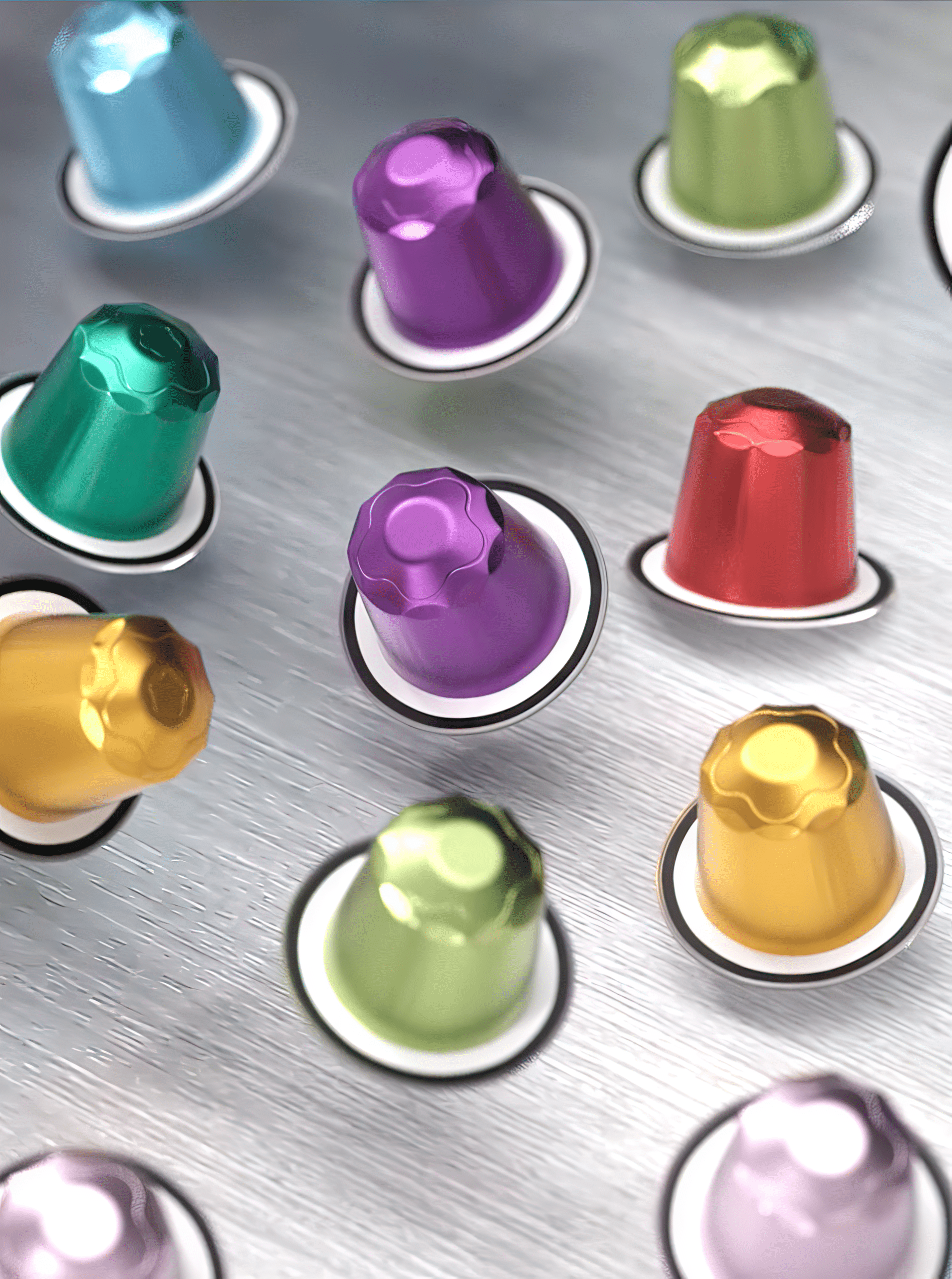 Visual 3d ritraente della capsule di caffè Aluminium che prendono il volo realizzato con software 3D da SINERGICA per Cellini Caffè